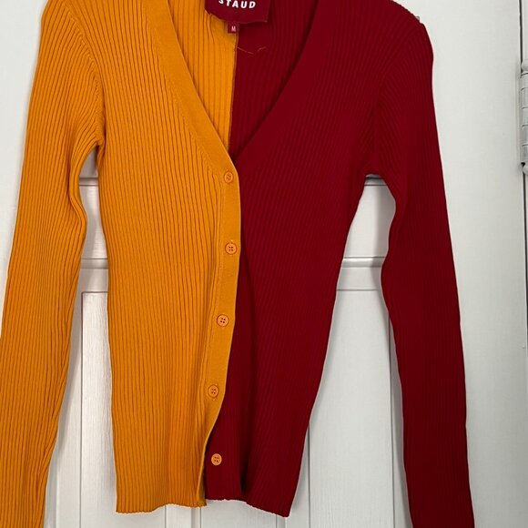 Kansas City Chiefs STAUD Women's Cargo Sweater - Gold/Red SZ M - Picture 6 of 13